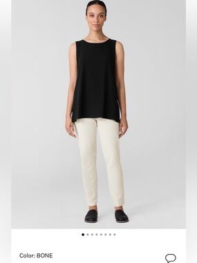 Eileen Fisher Petite Washable Stretch Crepe Slim Pants (Bone)